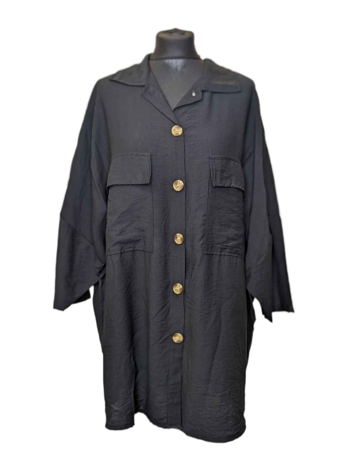 Viscose double pocket oversized shirt