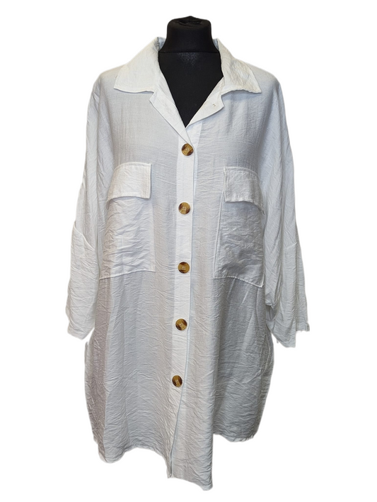 Viscose double pocket oversized shirt