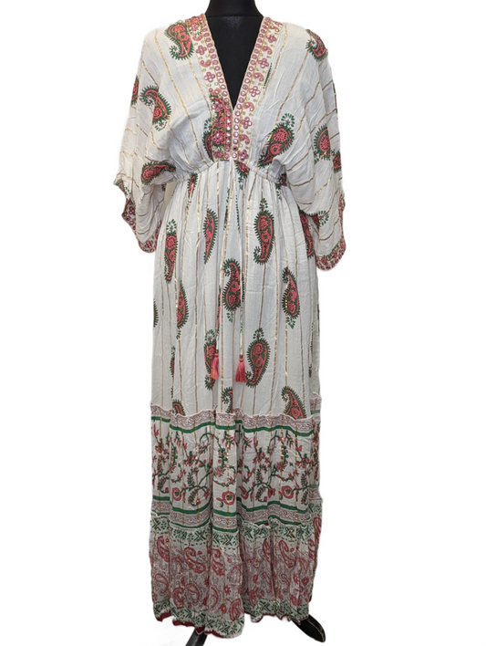 Paisley print v-neck maxi dress