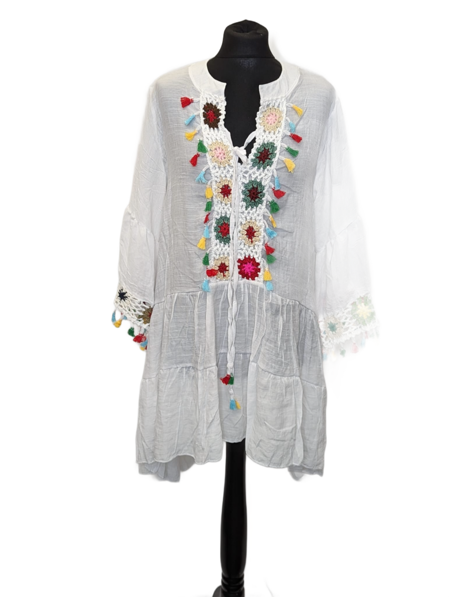 Multicolor crotchet design Tunic