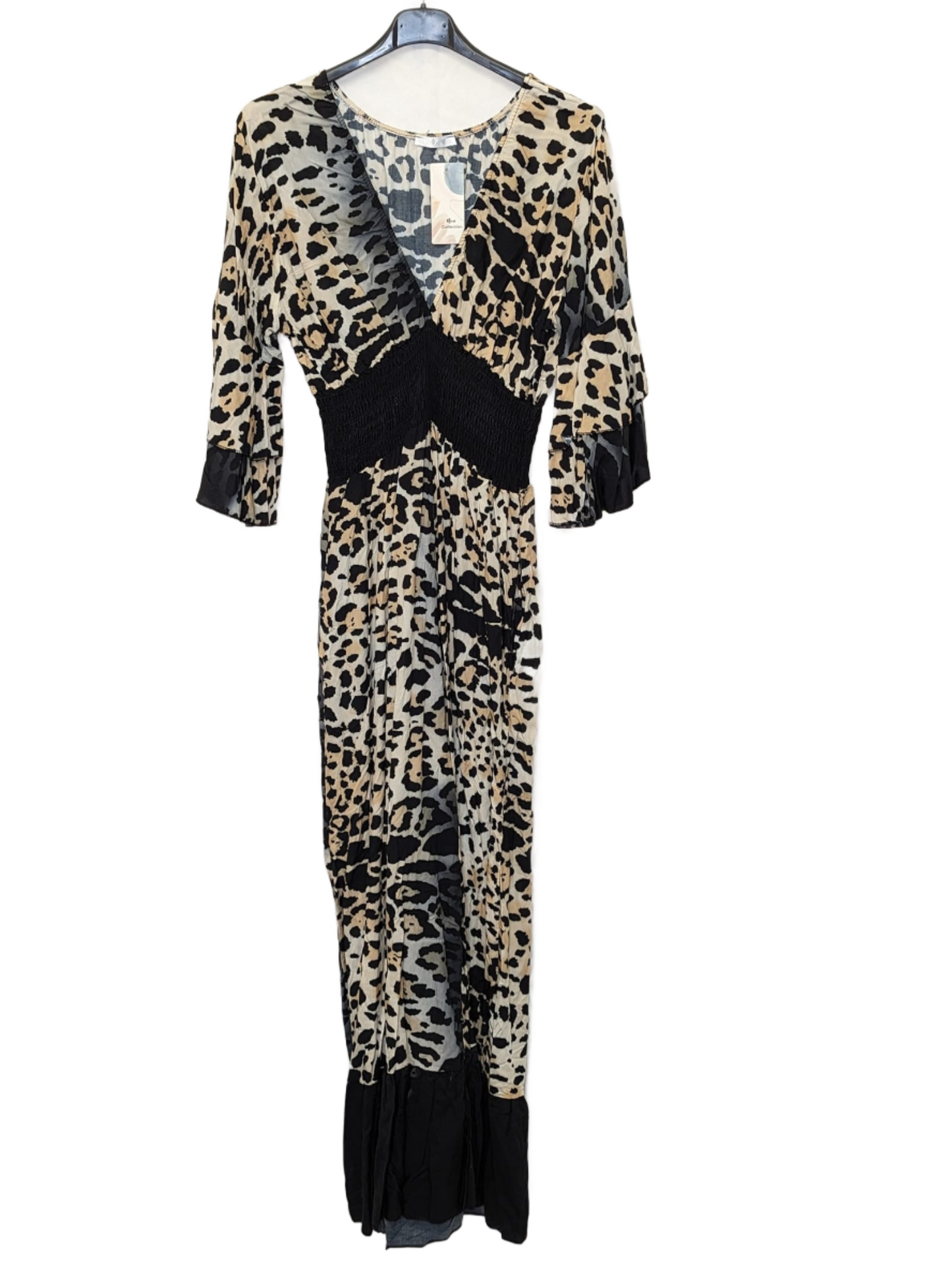 animal print v neck jumpsuit